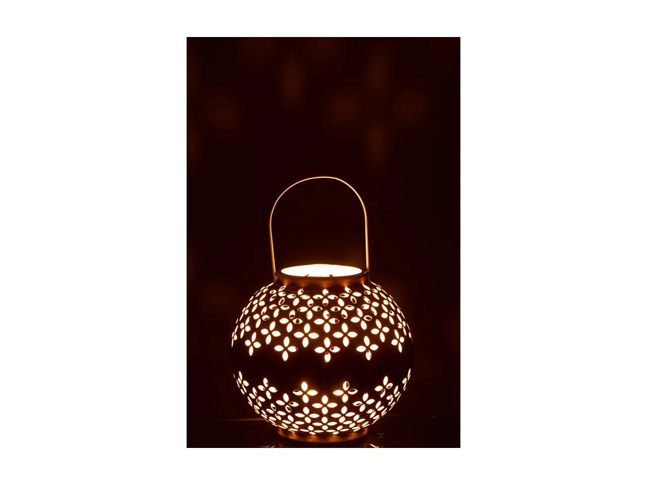 Lámpara de bola perforada de hierro ocre de 20x20x20cm