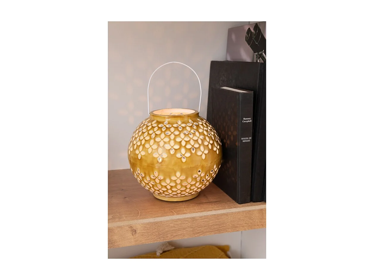 Lámpara de bola perforada de hierro ocre de 20x20x20cm