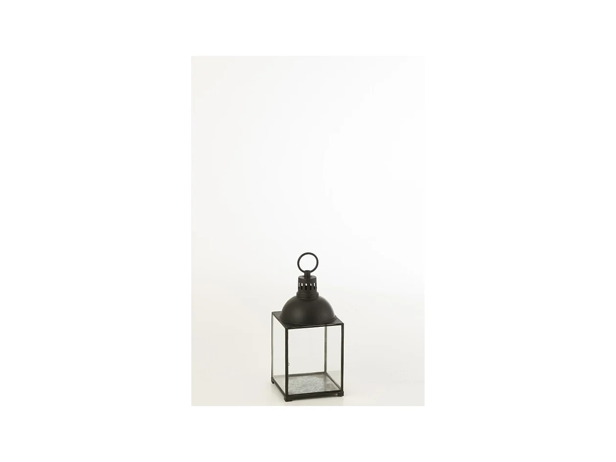 Farol rectangular de metal negro 24x24x57 cm