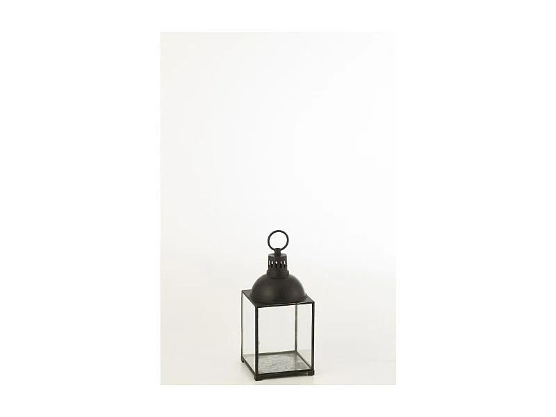 Farol rectangular de metal negro 24x24x57 cm