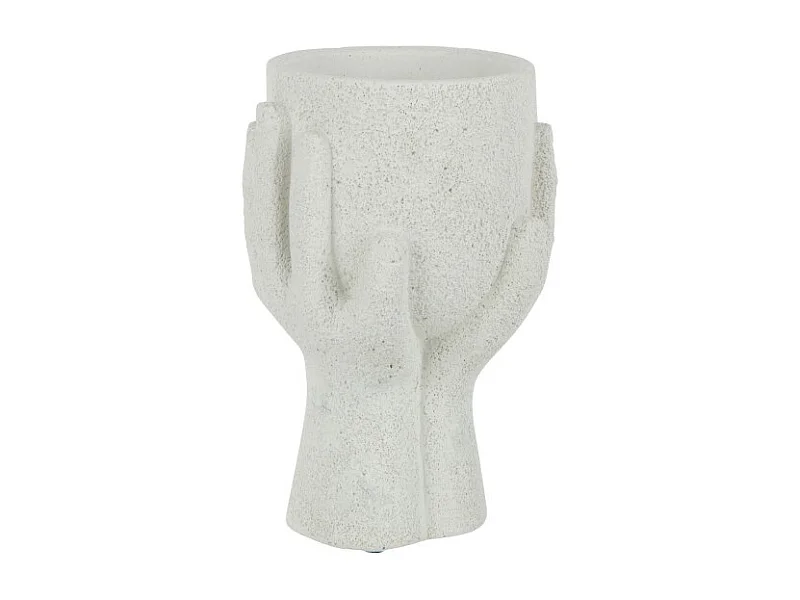 Macetero mano de cerámica blanca 16.5x14x24 cm