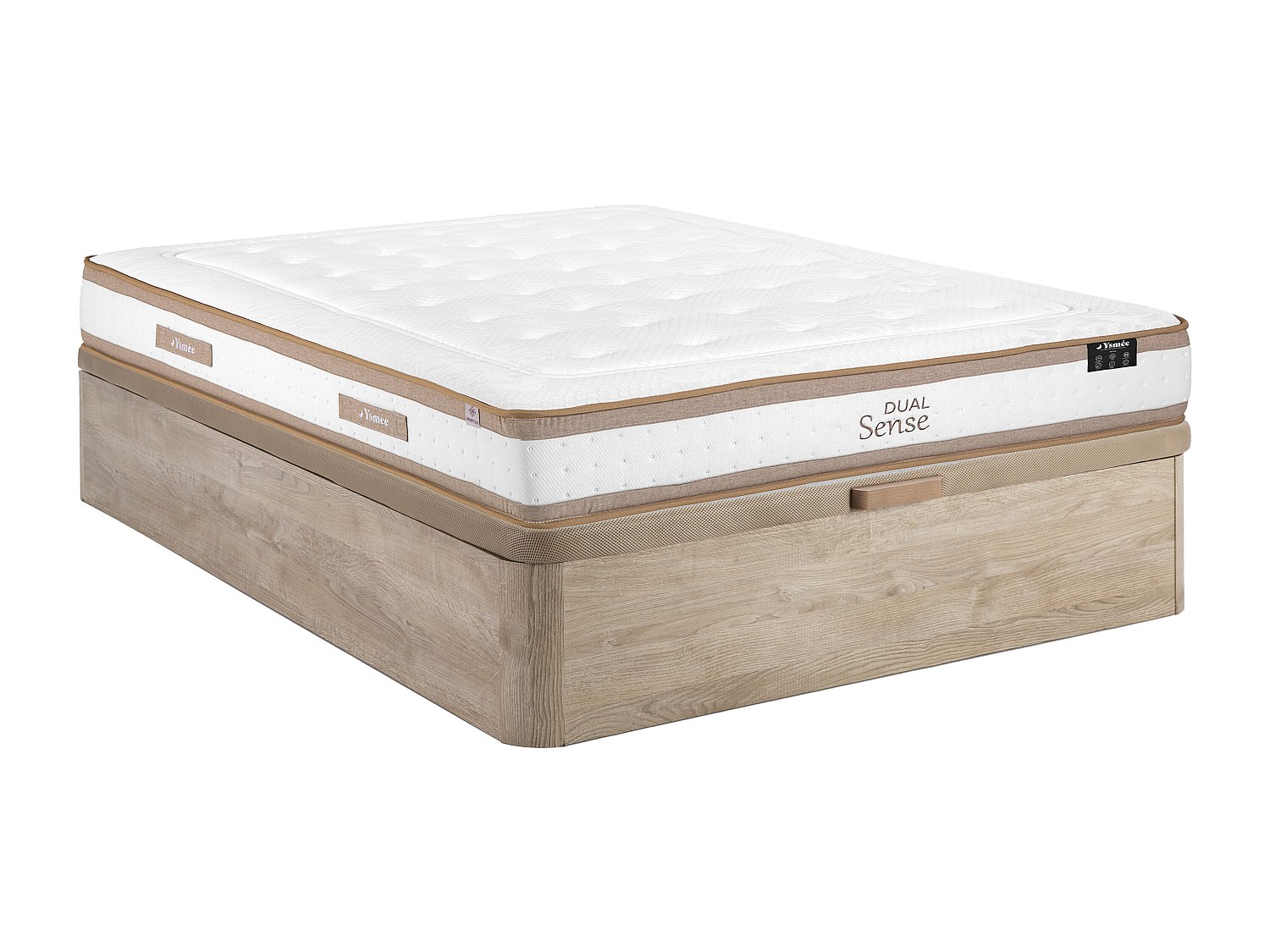 Bett mit Bettkasten - 140 x 190 cm - Natur hell - Hybridmatratze 7-Zonen Ta günstig online kaufen