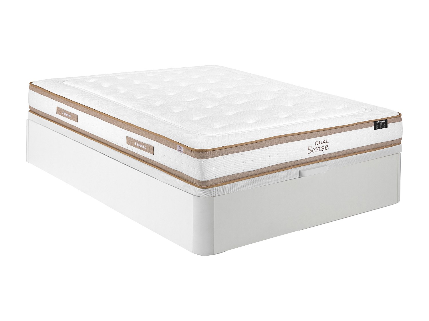 Bett mit Bettkasten - 160 x 200 cm - Weiß - Hybridmatratze 7-Zonen Taschenf günstig online kaufen