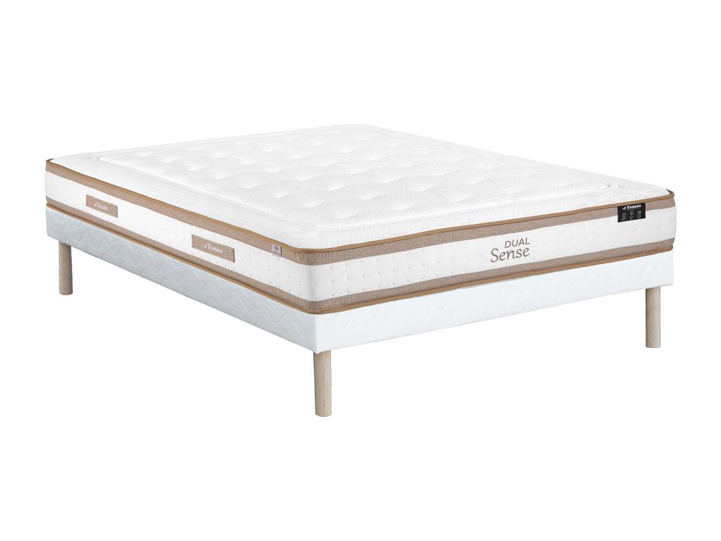 Bett - 160 x 200 cm - Polsterbettgestell - Hybridmatratze 7-Zonen Taschenfe günstig online kaufen