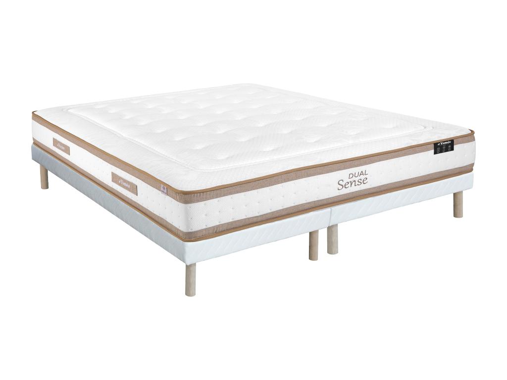Bett - 180 x 200 cm - Polsterbettgestell - Hybridmatratze 7-Zonen Taschenfe günstig online kaufen