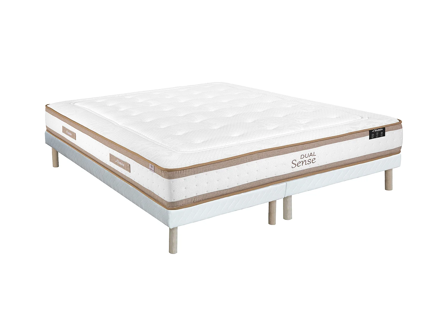 Ensemble 180 x 200 cm sommier tapissier + matelas hybride ressorts ensachés 7 zones et mousse à mémoire de forme ép.28cm - MEYANI de YSMÉE