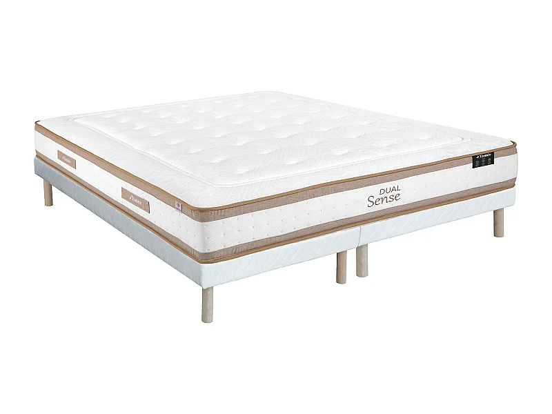 Ensemble 180 x 200 cm sommier tapissier + matelas hybride ressorts ensachés 7 zones et mousse à mémoire de forme ép.28cm - MEYANI de YSMÉE
