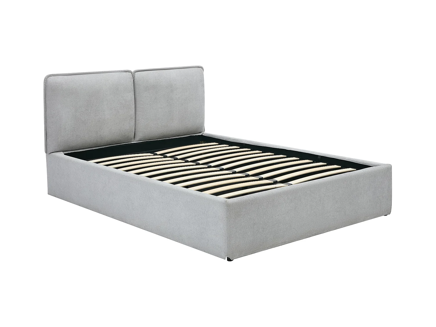 Lit coffre déhoussable 160 x 200 cm - Tissu - Gris clair + Matelas - TENESE