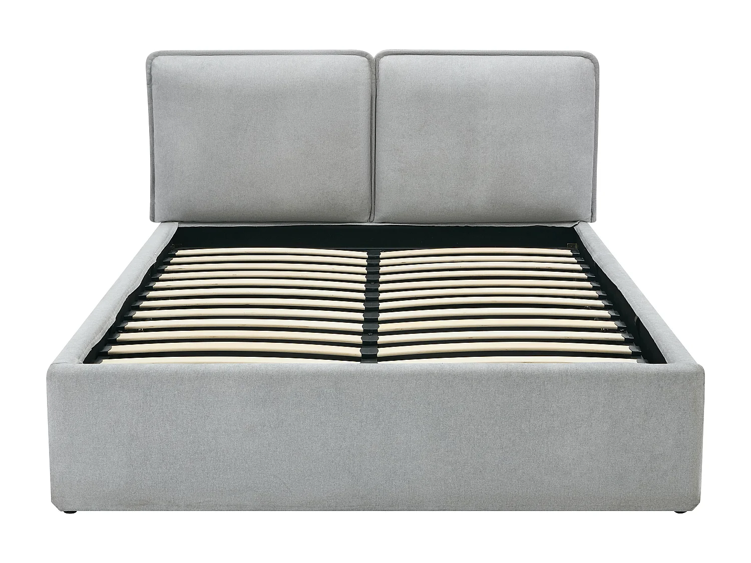 Lit coffre déhoussable 160 x 200 cm - Tissu - Gris clair + Matelas - TENESE