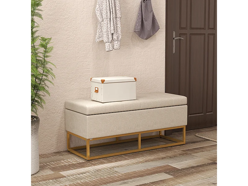 Panca con contenitore trapuntata 110x44x48cm beige