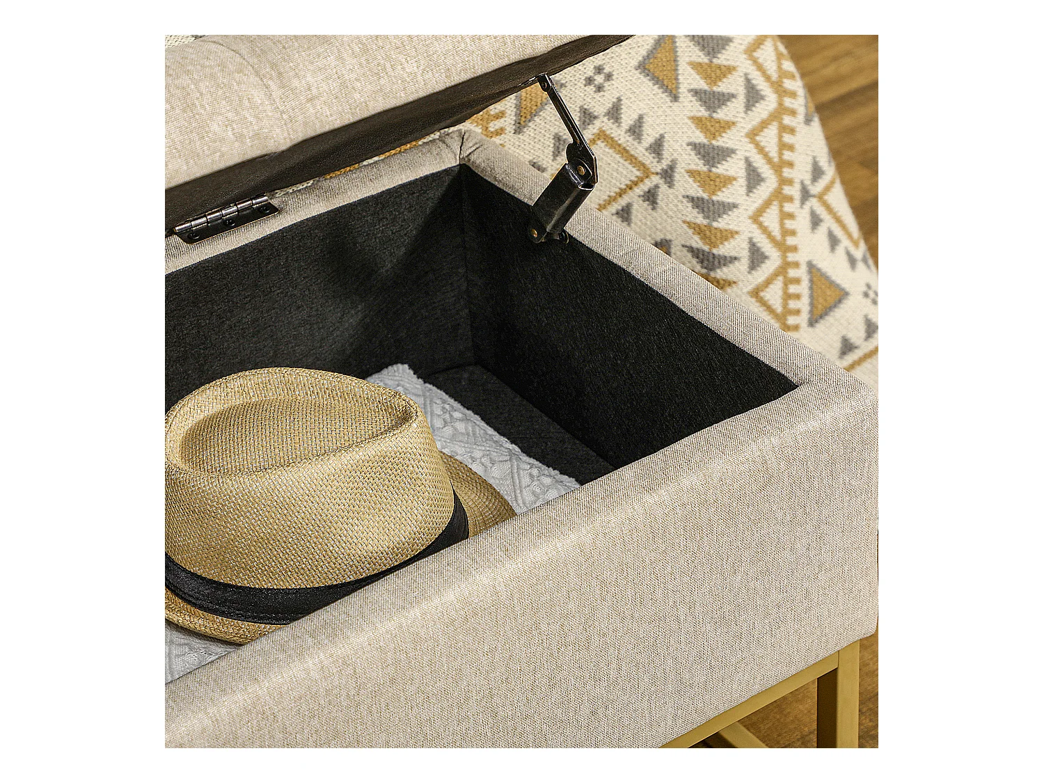 Panca con contenitore trapuntata 110x44x48cm beige