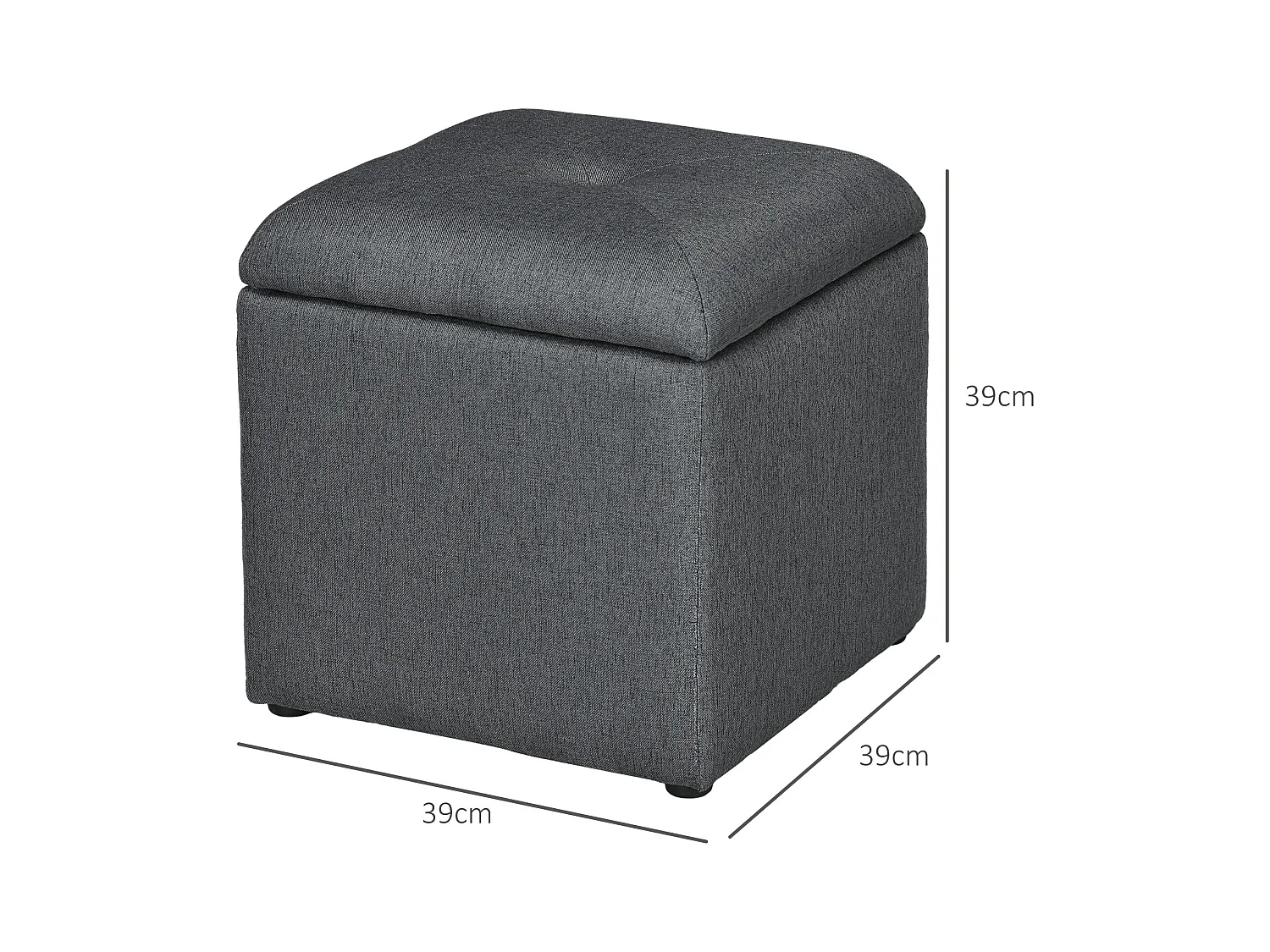 Pouf contenitore quadrato imbottito in tessuto teddy bianco grigio