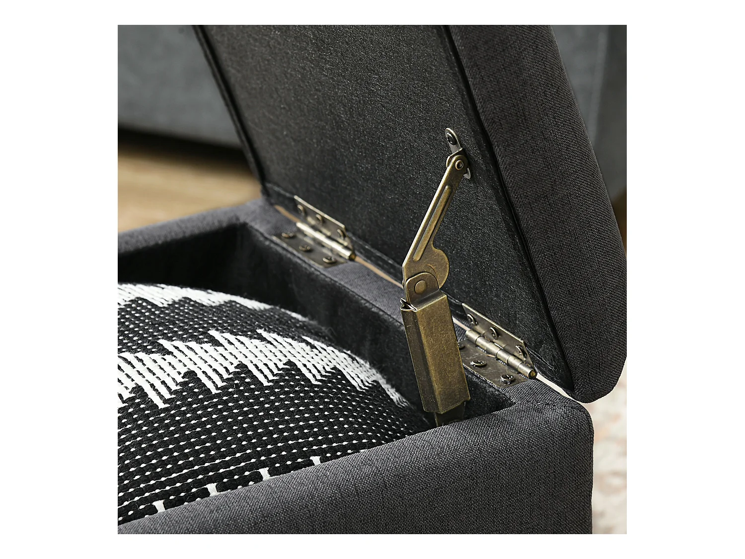 Pouf contenitore quadrato imbottito in tessuto teddy bianco grigio