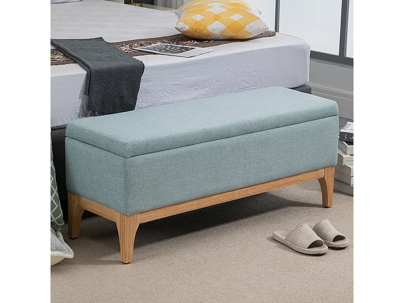 Panca imbottita contenitore in tessuto 110x39x45acm azzurro