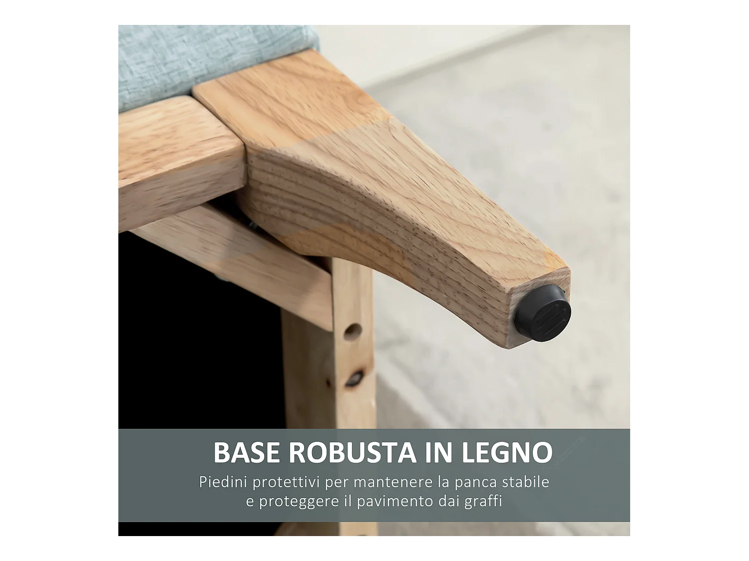 Panca imbottita contenitore in tessuto 110x39x45acm azzurro