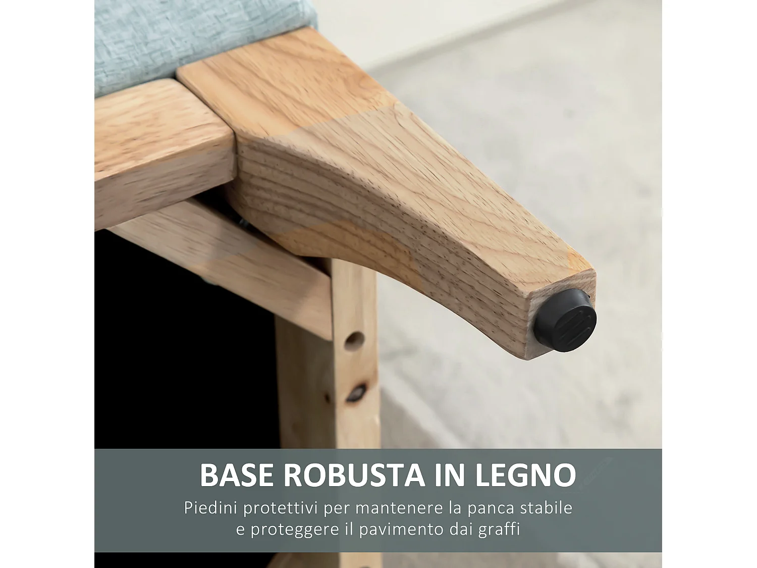 Panca imbottita contenitore in tessuto 110x39x45acm azzurro