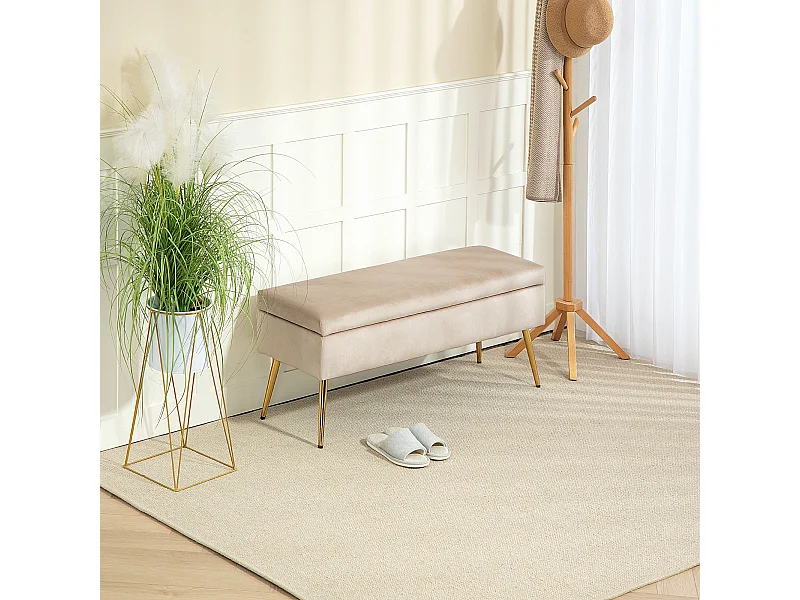 Panca Fondoletto imbottita da 30.5l in tessuto effetto velluto beige