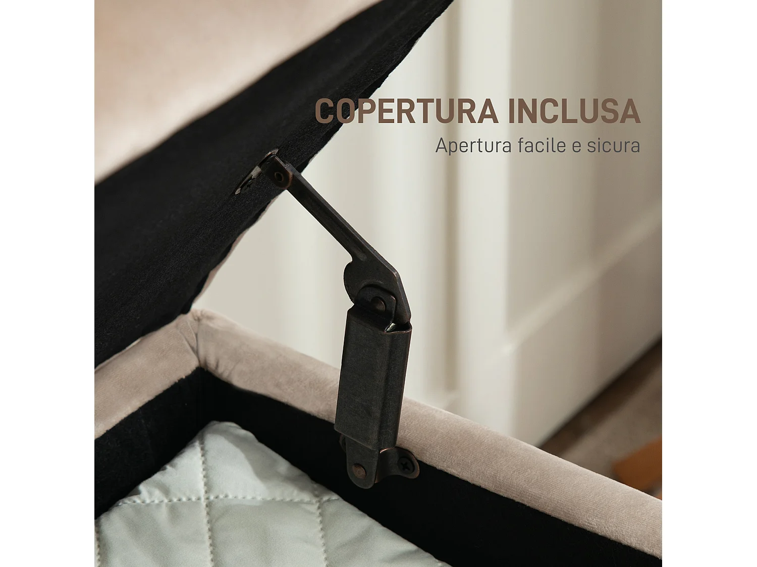 Panca Fondoletto imbottita da 30.5l in tessuto effetto velluto beige