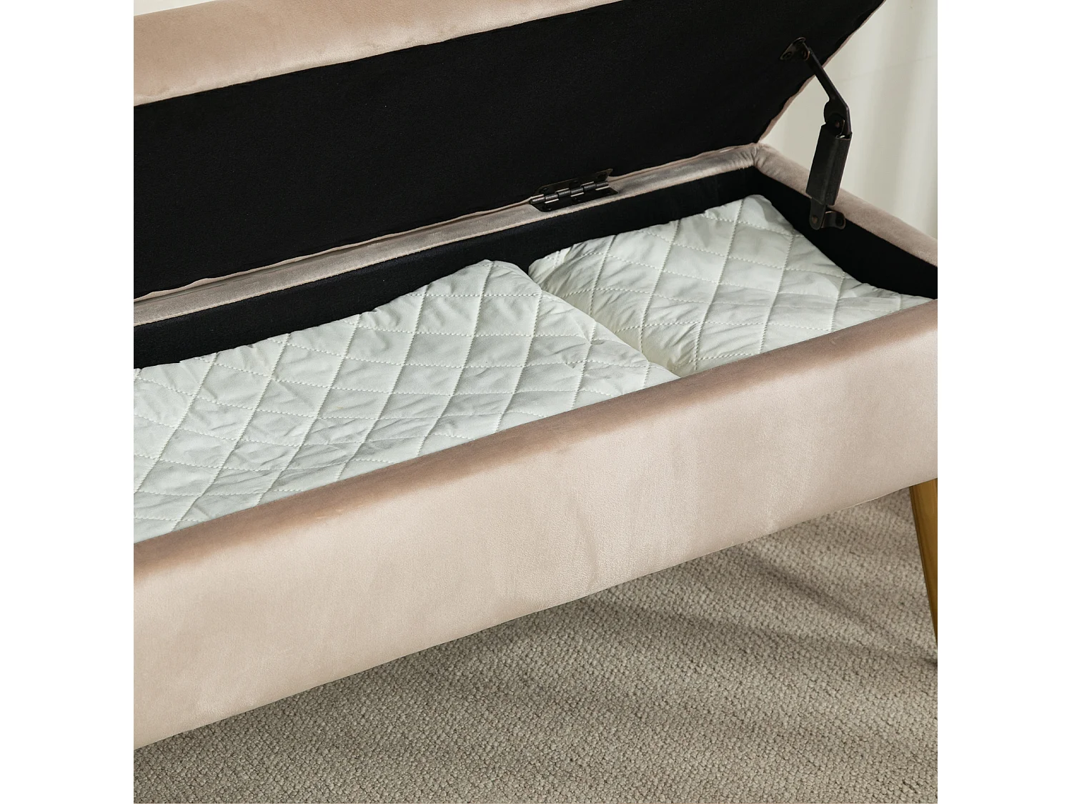 Panca Fondoletto imbottita da 30.5l in tessuto effetto velluto beige