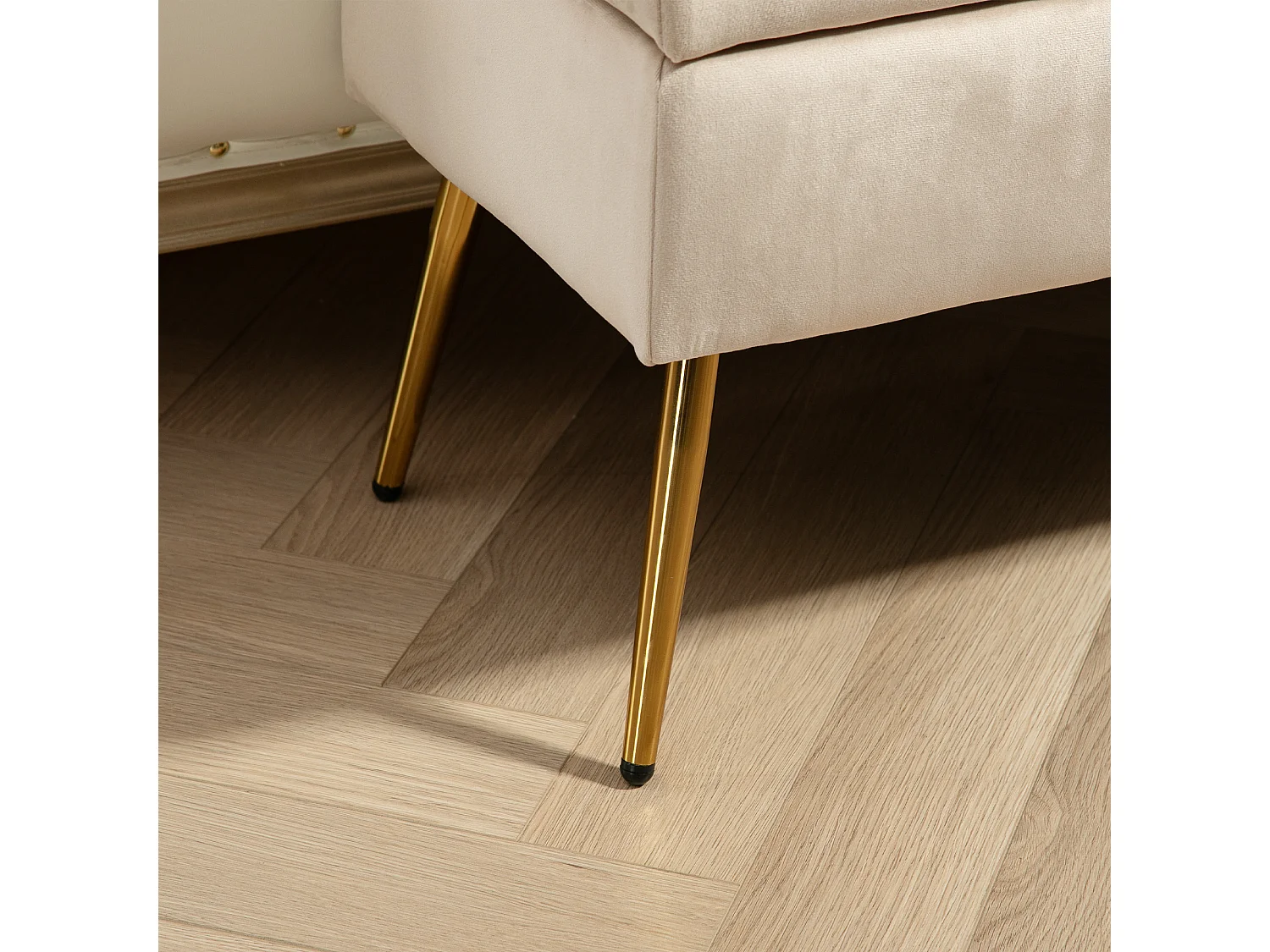 Panca Fondoletto imbottita da 30.5l in tessuto effetto velluto beige