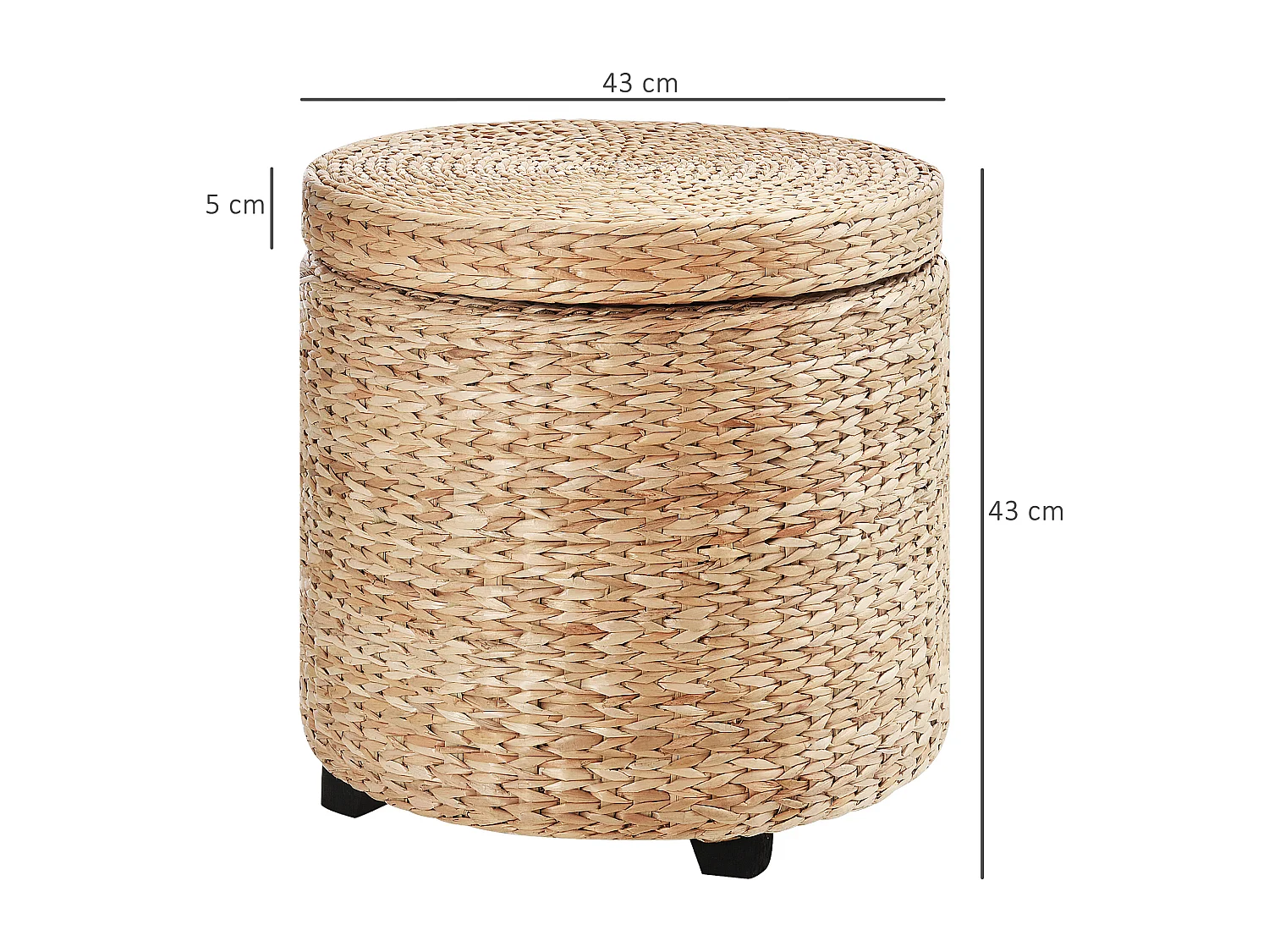 Pouf contenitore in stile boho con rivestimento naturale