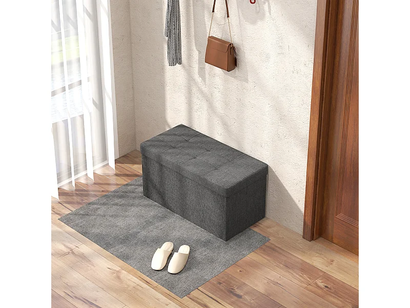 Panca contenitore pieghevole 84L in tessuto grigio scuro