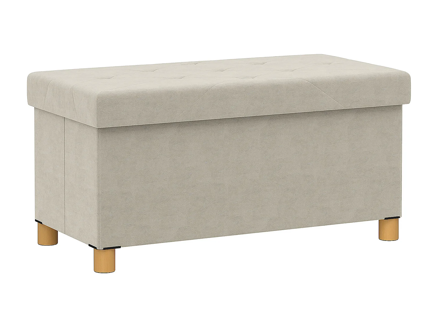 Panca contenitore pieghevole 67L in tessuto vellutato crema