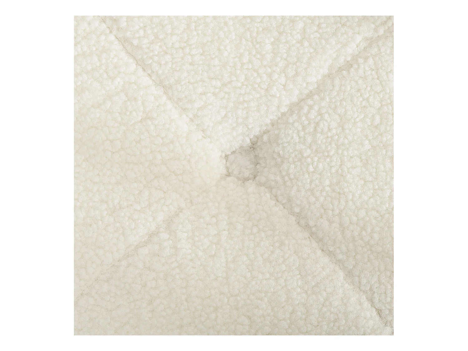 Pouf contenitore quadrato imbottito in tessuto teddy bianco crema