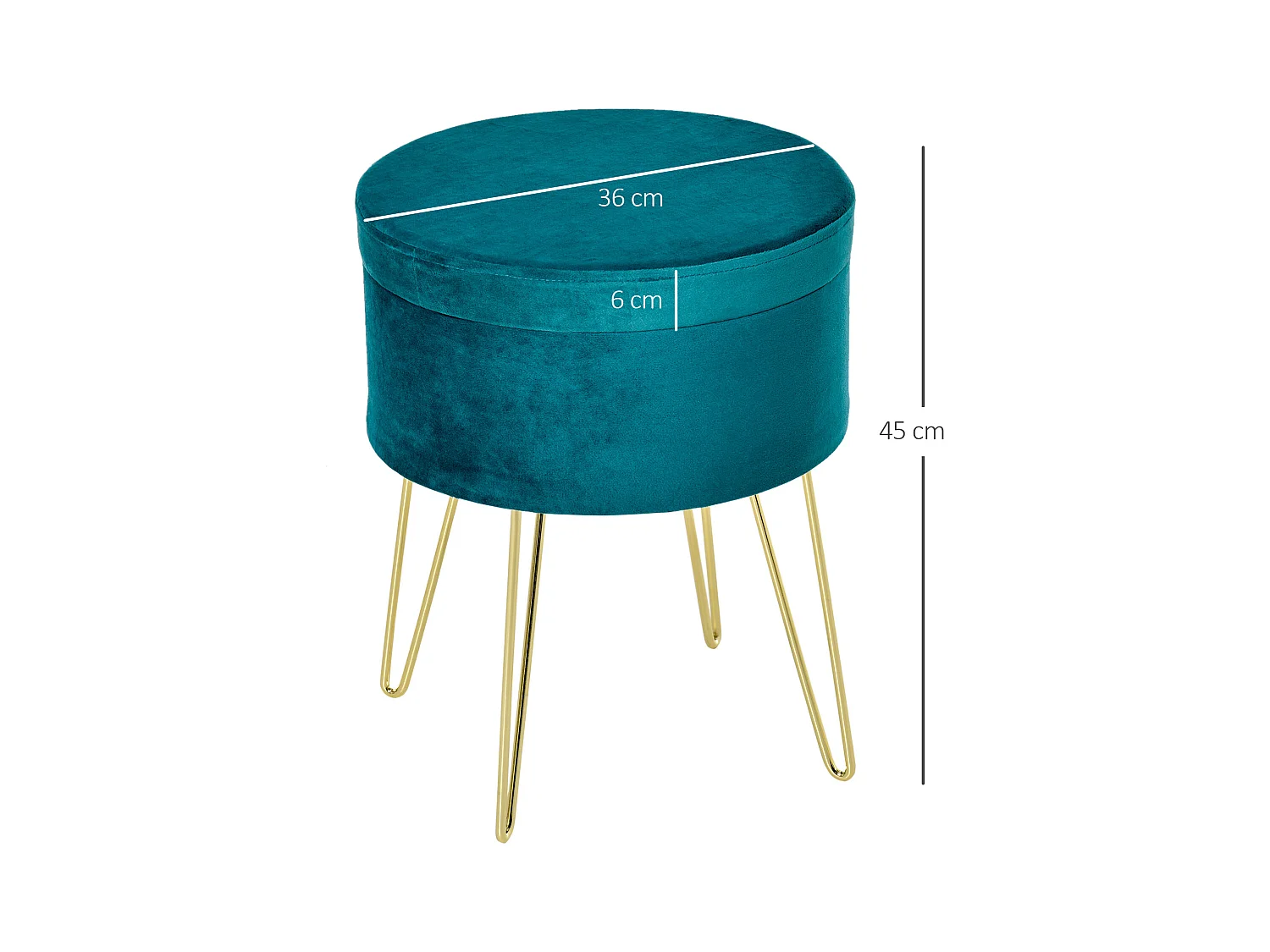Pouf contenitore 2 in 1 sgabello o tavolino in legno e velluto verde