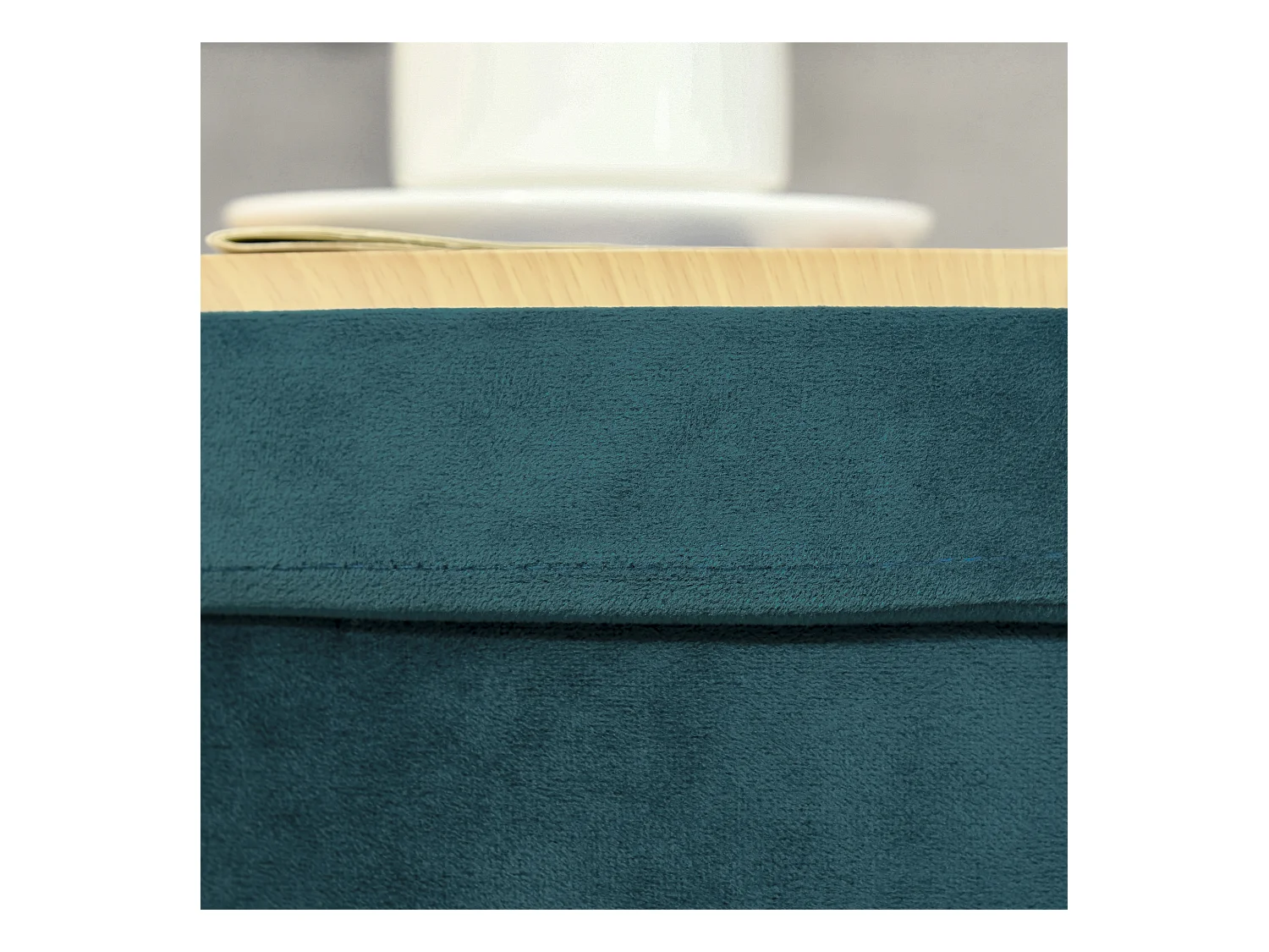 Pouf contenitore 2 in 1 sgabello o tavolino in legno e velluto verde