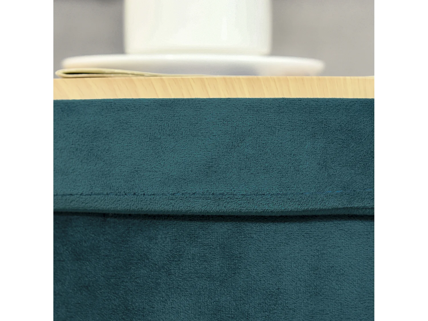 Pouf contenitore 2 in 1 sgabello o tavolino in legno e velluto verde