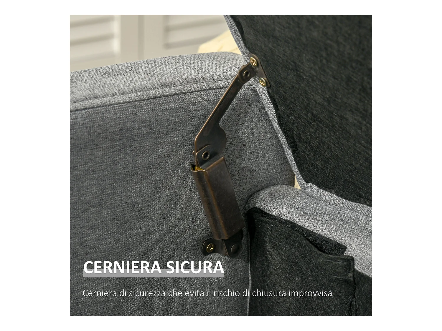 Panca fondoletto contenitore in tessuto grigio 120x50x44cm