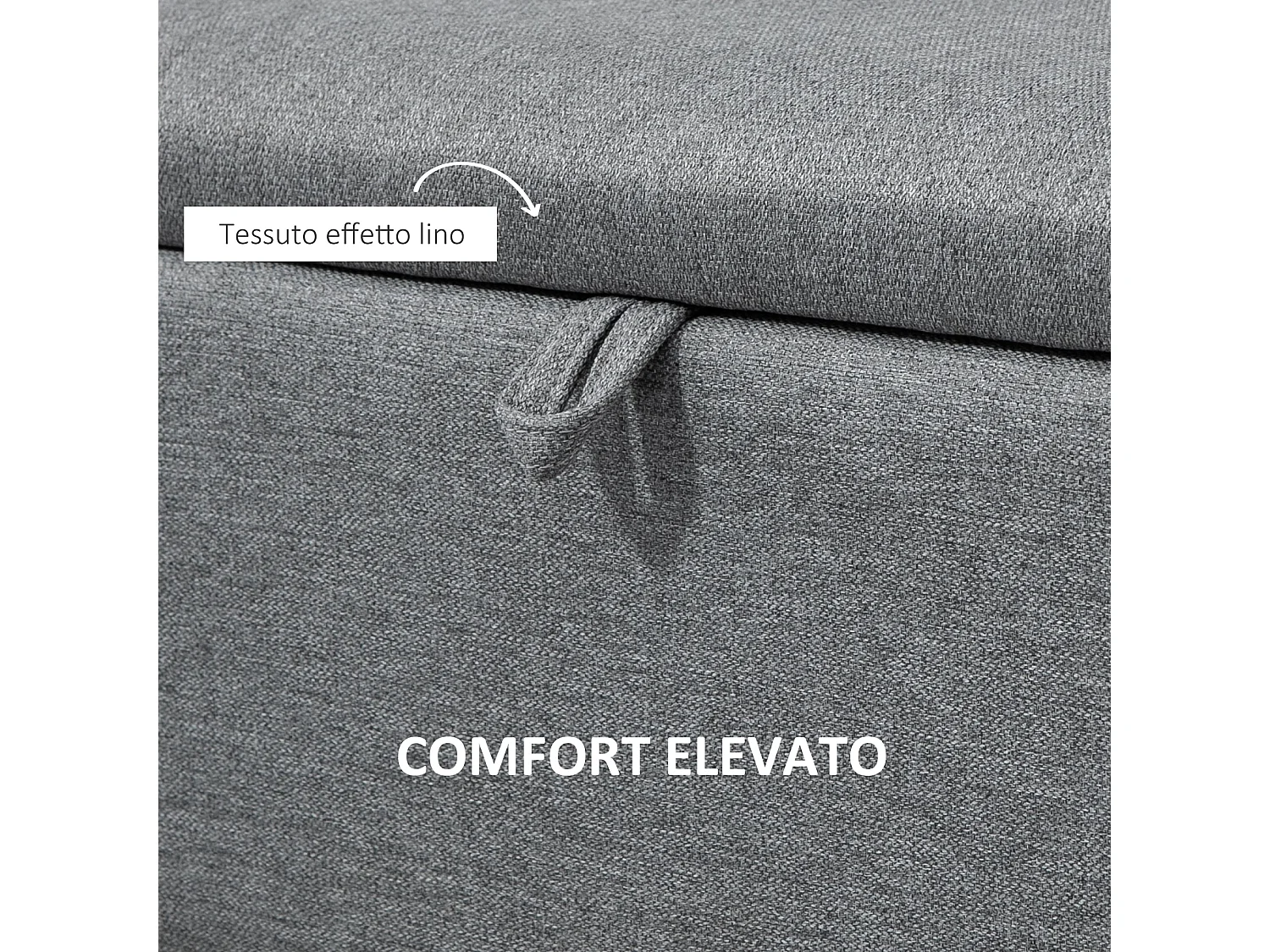 Panca contenitore in tessuto effetto velluto grigia