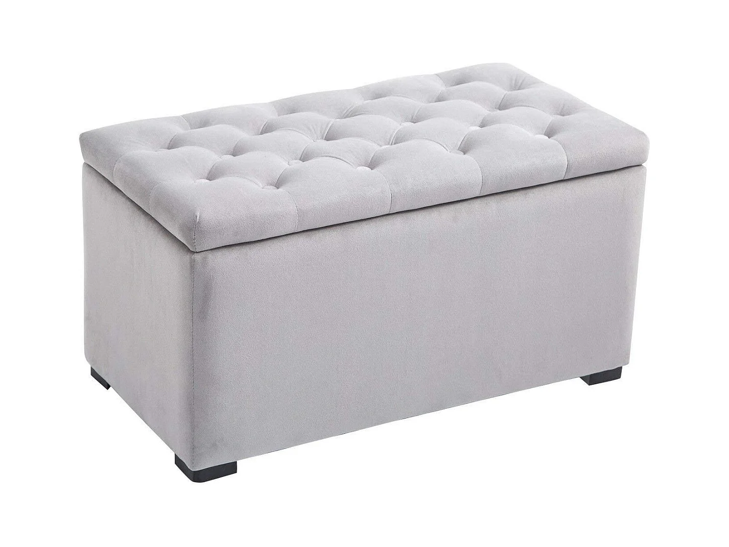 Set 3 pezzi pouf contenitore con 2 sgabelli in simil velluto grigio