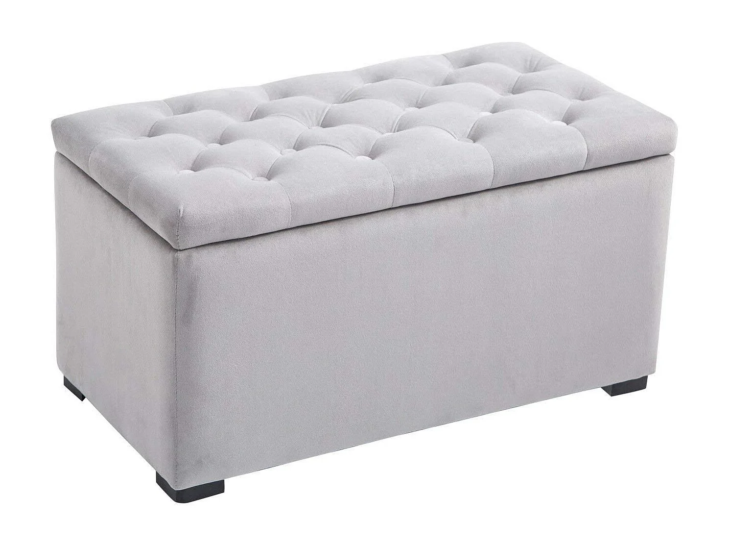 Set 3 pezzi pouf contenitore con 2 sgabelli in simil velluto grigio