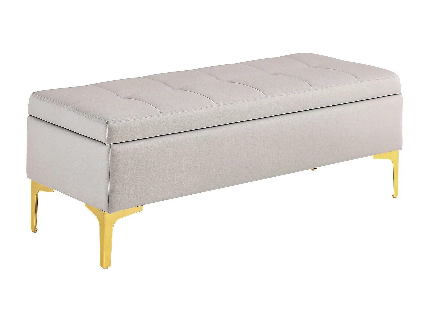 Panca contenitore fondo letto in tessuto vellutato grigio chiaro