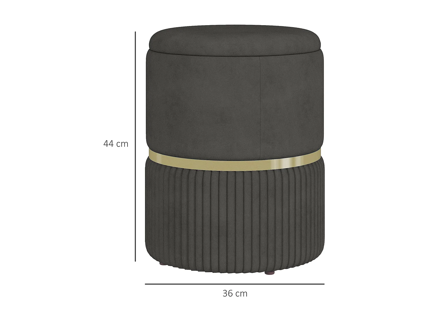 Pouf contenitore 120 kg max in poliestere vellutato grigio