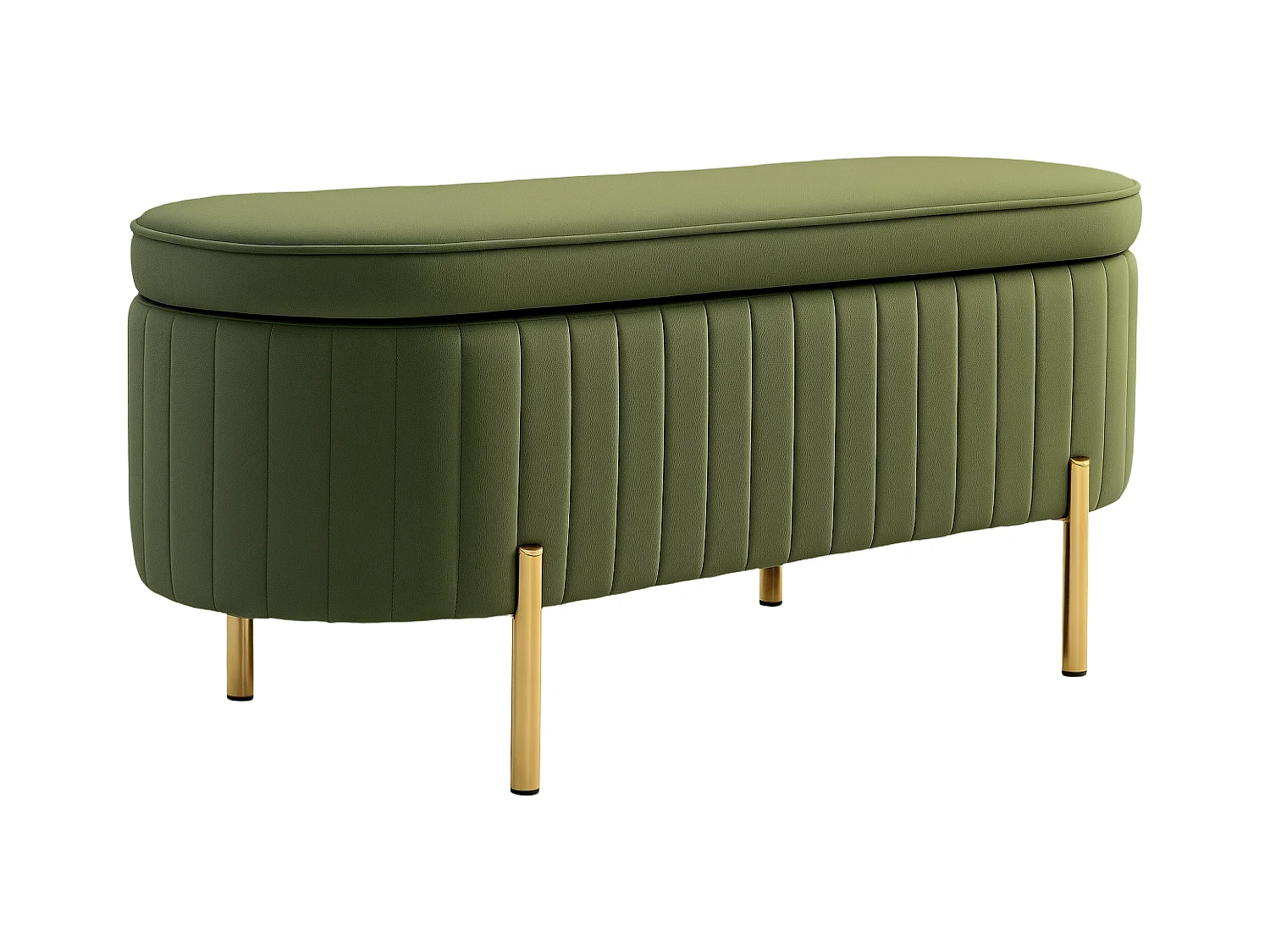 Panca contenitore ovale da 72l in tessuto effetto velluto verde