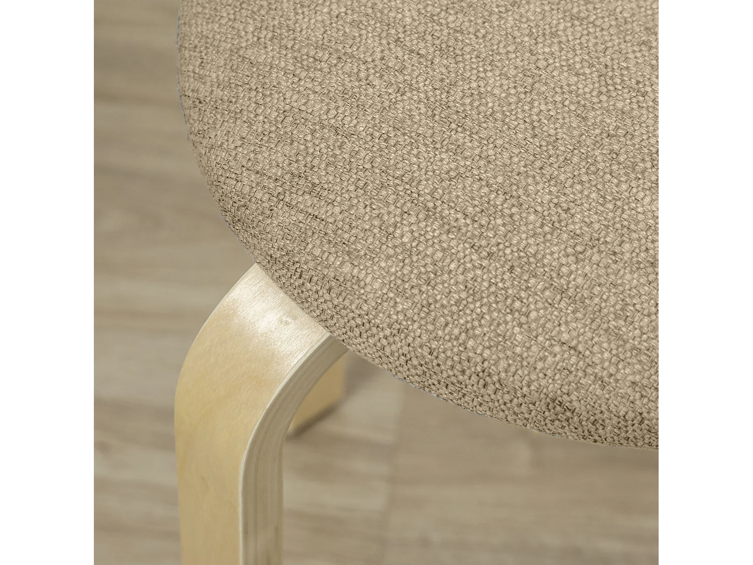 Set 4 sgabelli impilabili e imbottiti in legno e tessuto cachi