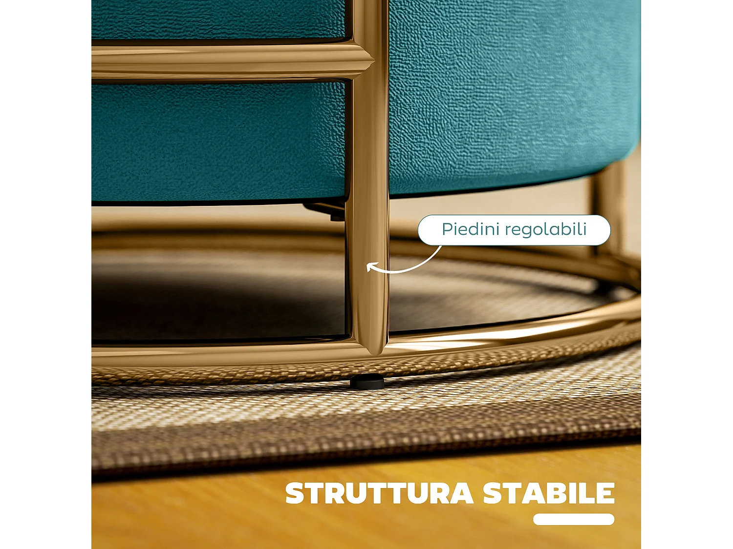 Pouf contenitore da 24 litri con coperchio rimovibile in velluto verde