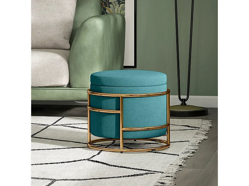 Pouf contenitore da 24 litri con coperchio rimovibile in velluto verde