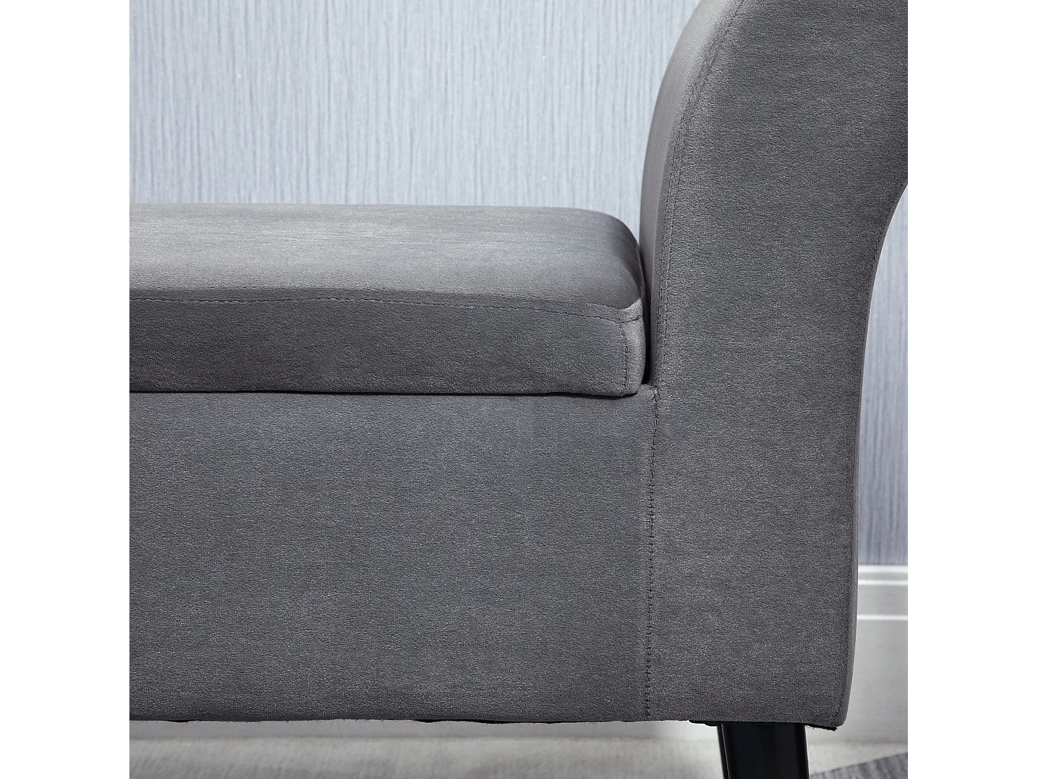 Panca contenitore imbottita in tessuto 111.5x41x65cm grigio