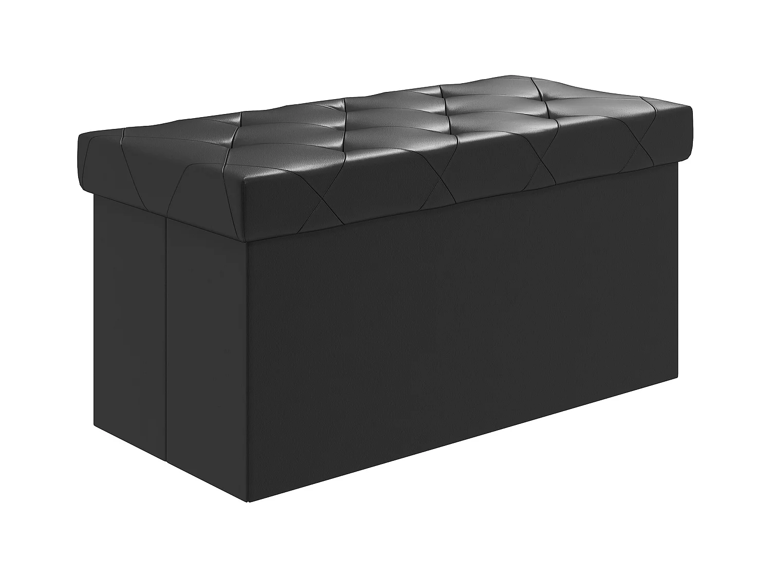 Panca contenitore pieghevole 84L in finta pelle pu nero