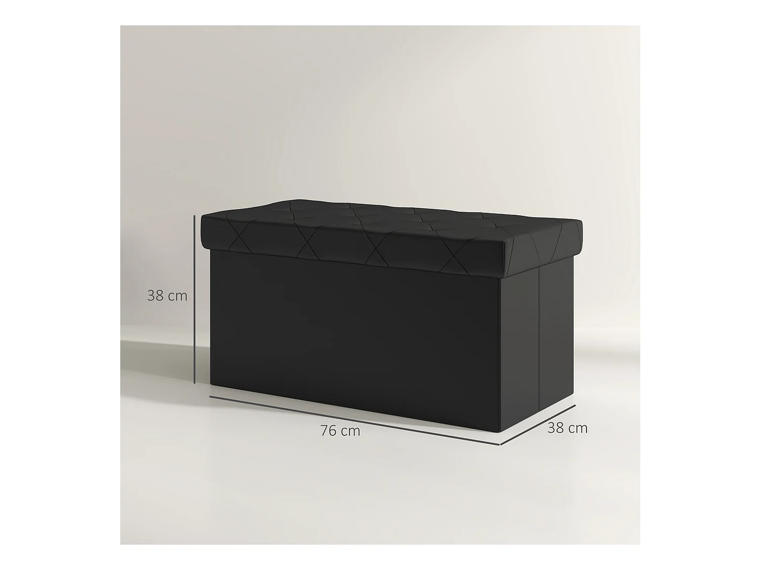 Panca contenitore pieghevole 84L in finta pelle pu nero