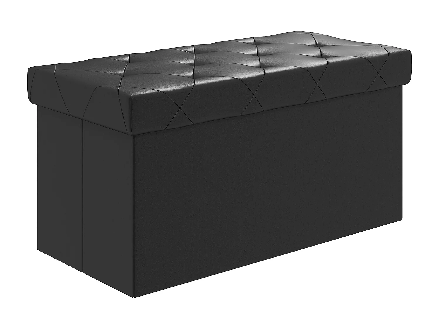 Panca contenitore pieghevole 84L in finta pelle pu nero