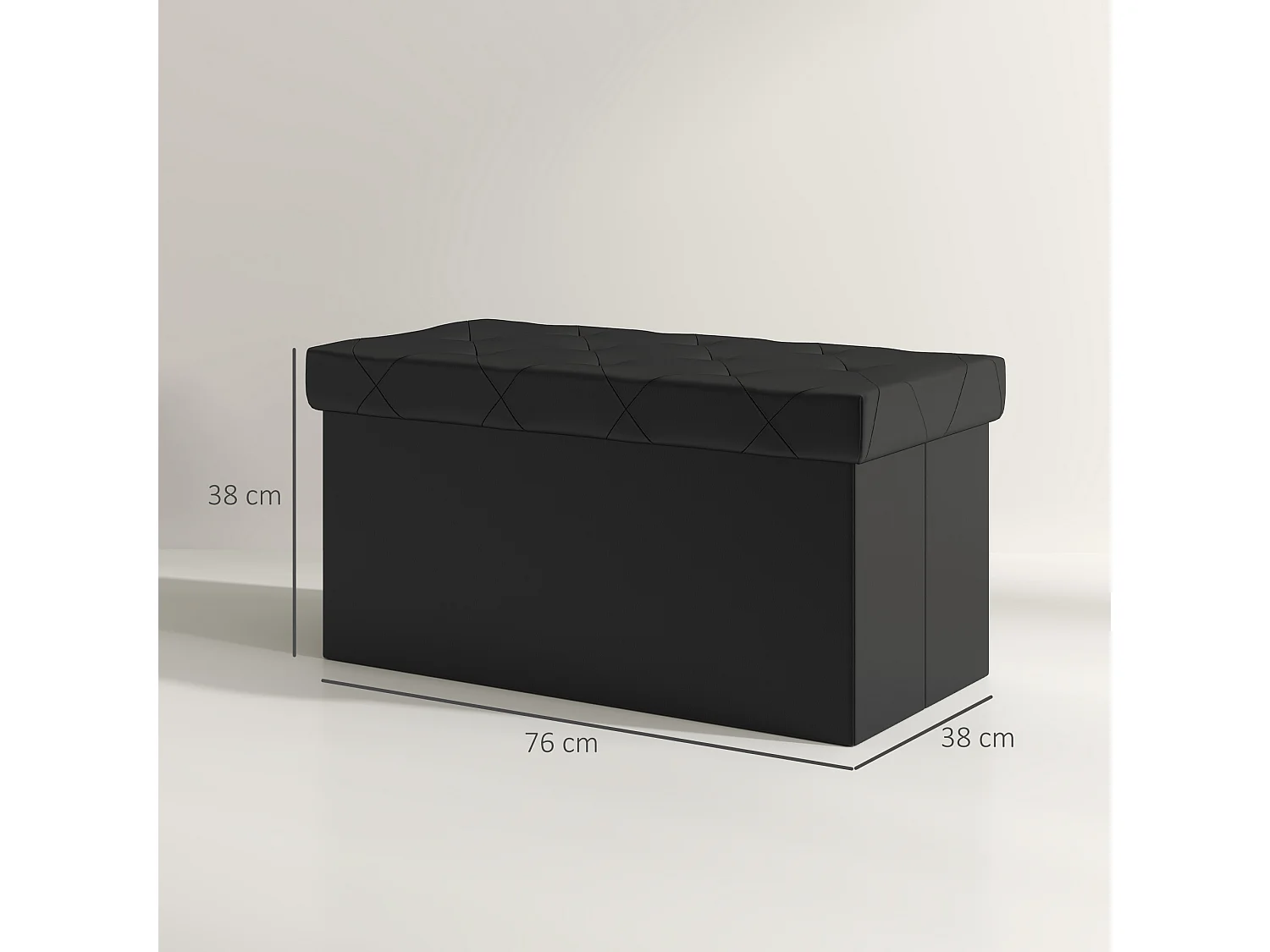 Panca contenitore pieghevole 84L in finta pelle pu nero