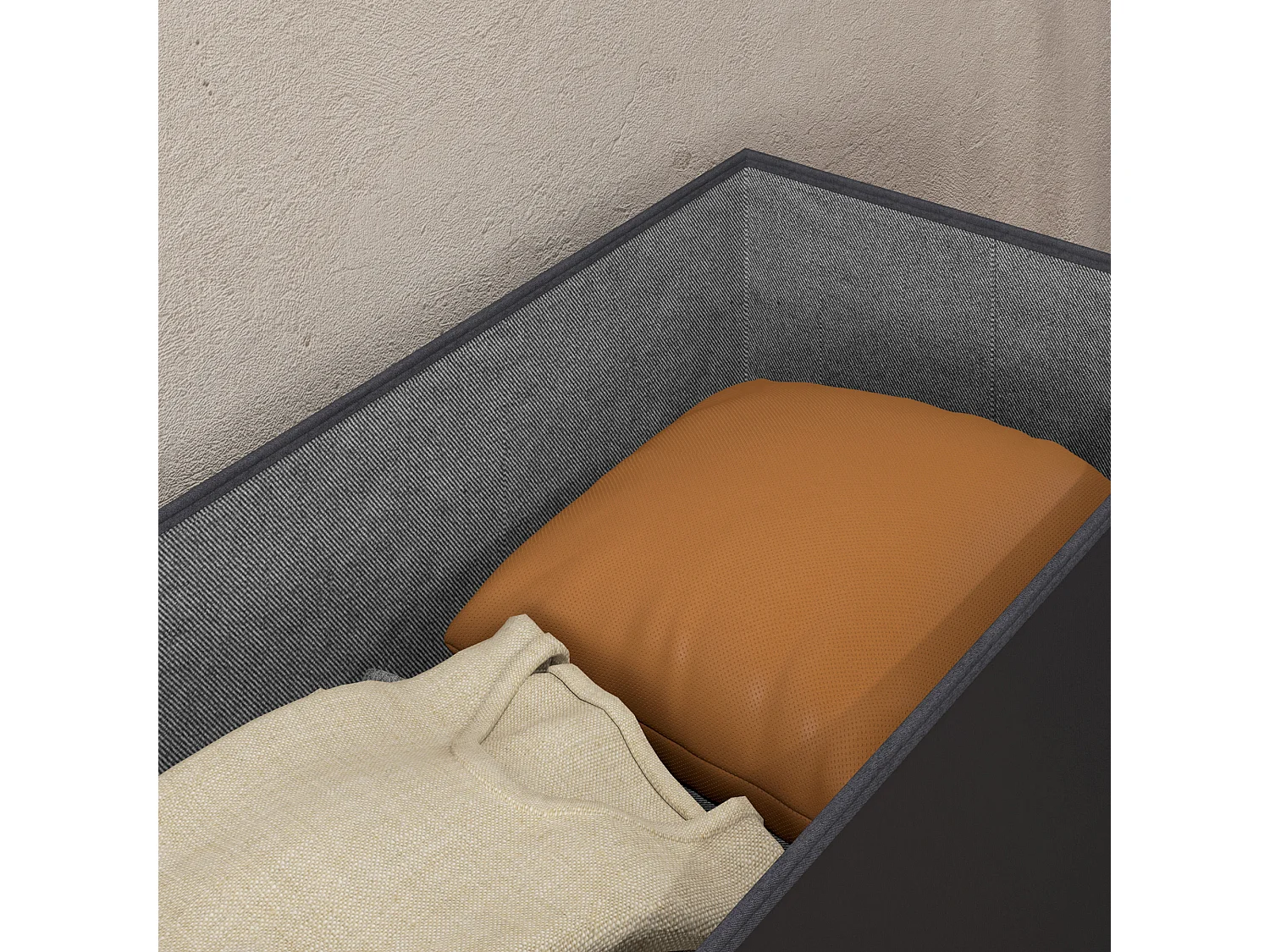 Panca contenitore pieghevole 84L in finta pelle pu nero