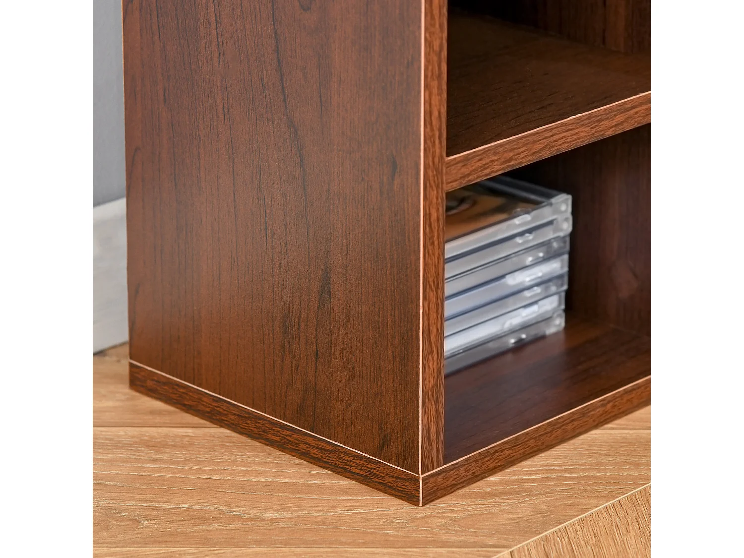 Mobile porta CD da parete con 12 ripiani in legno 21x20x175 cm marrone