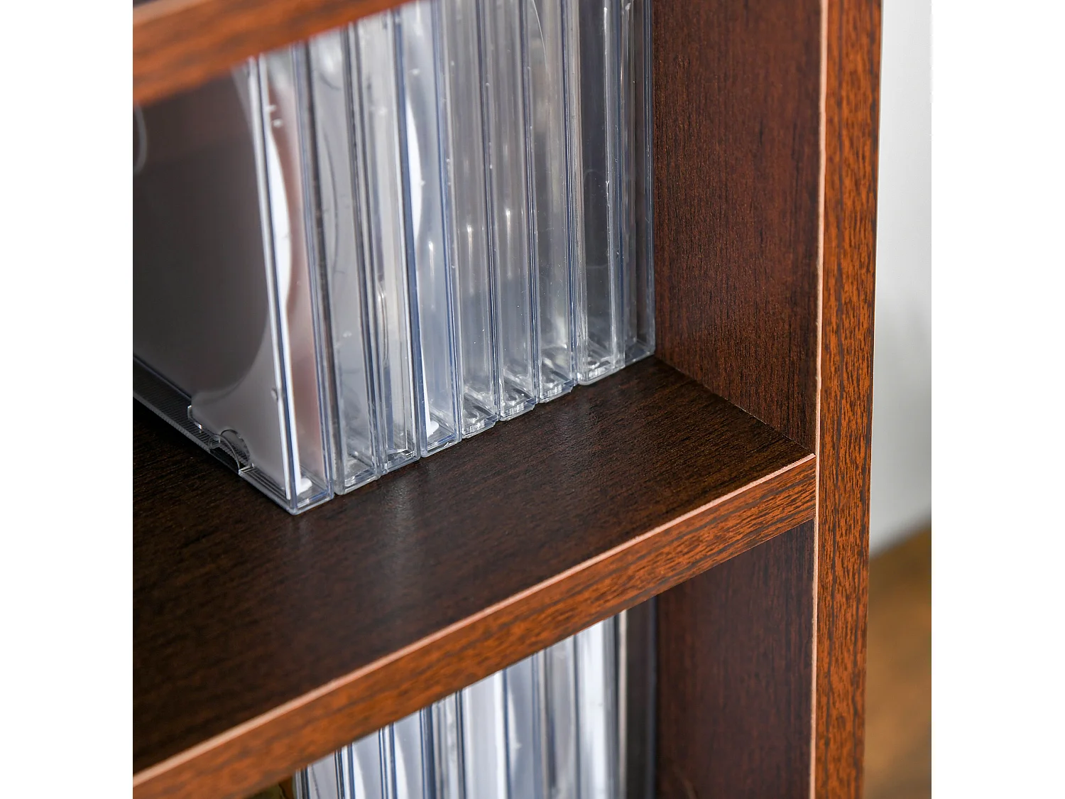 Mobile porta CD da parete con 12 ripiani in legno 21x20x175 cm marrone