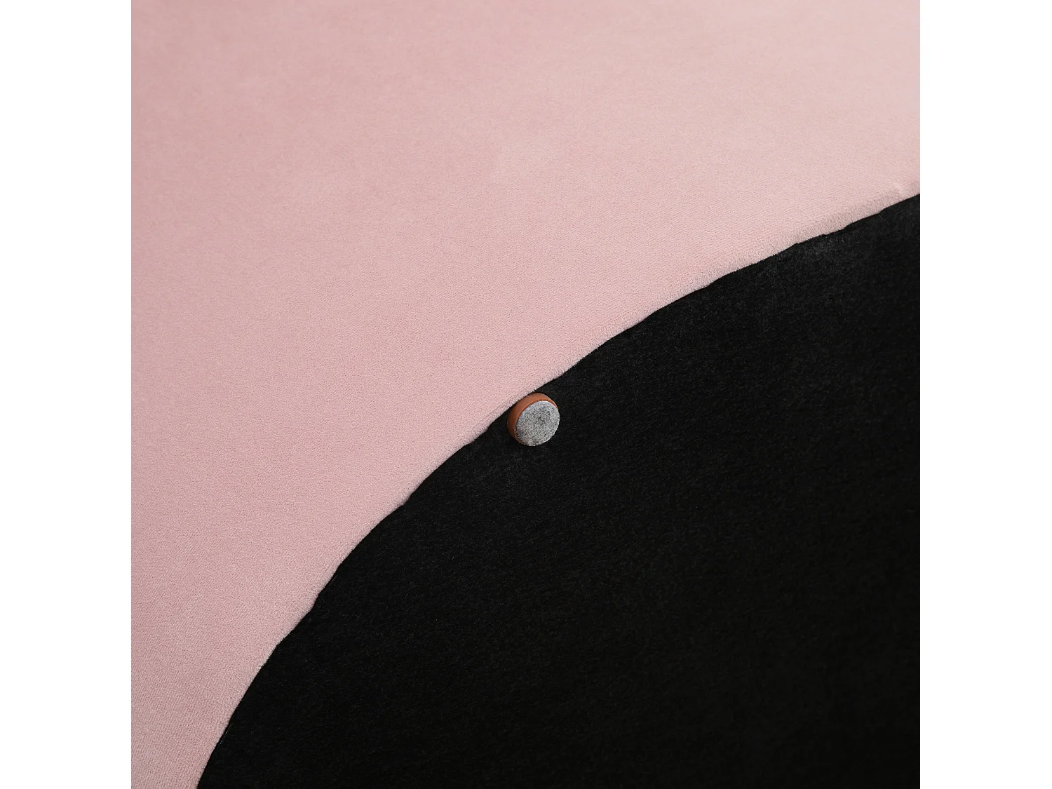 Pouf contenitore ovale imbottito e trapuntato in velluto rosa